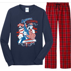 America Celebration Freedom Liberty Lincoln Washington Long Sleeve Pajama Set