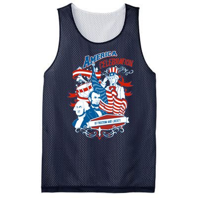 America Celebration Freedom Liberty Lincoln Washington Mesh Reversible Basketball Jersey Tank