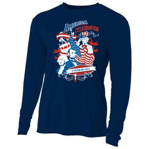 America Celebration Freedom Liberty Lincoln Washington Cooling Performance Long Sleeve Crew