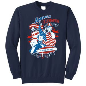 America Celebration Freedom Liberty Lincoln Washington Tall Sweatshirt