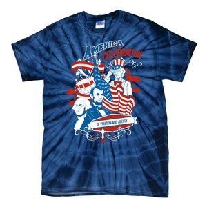 America Celebration Freedom Liberty Lincoln Washington Tie-Dye T-Shirt