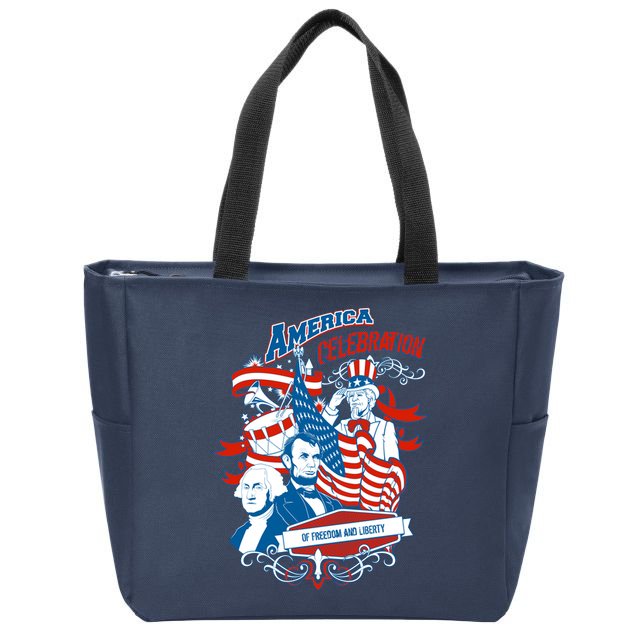 America Celebration Freedom Liberty Lincoln Washington Zip Tote Bag