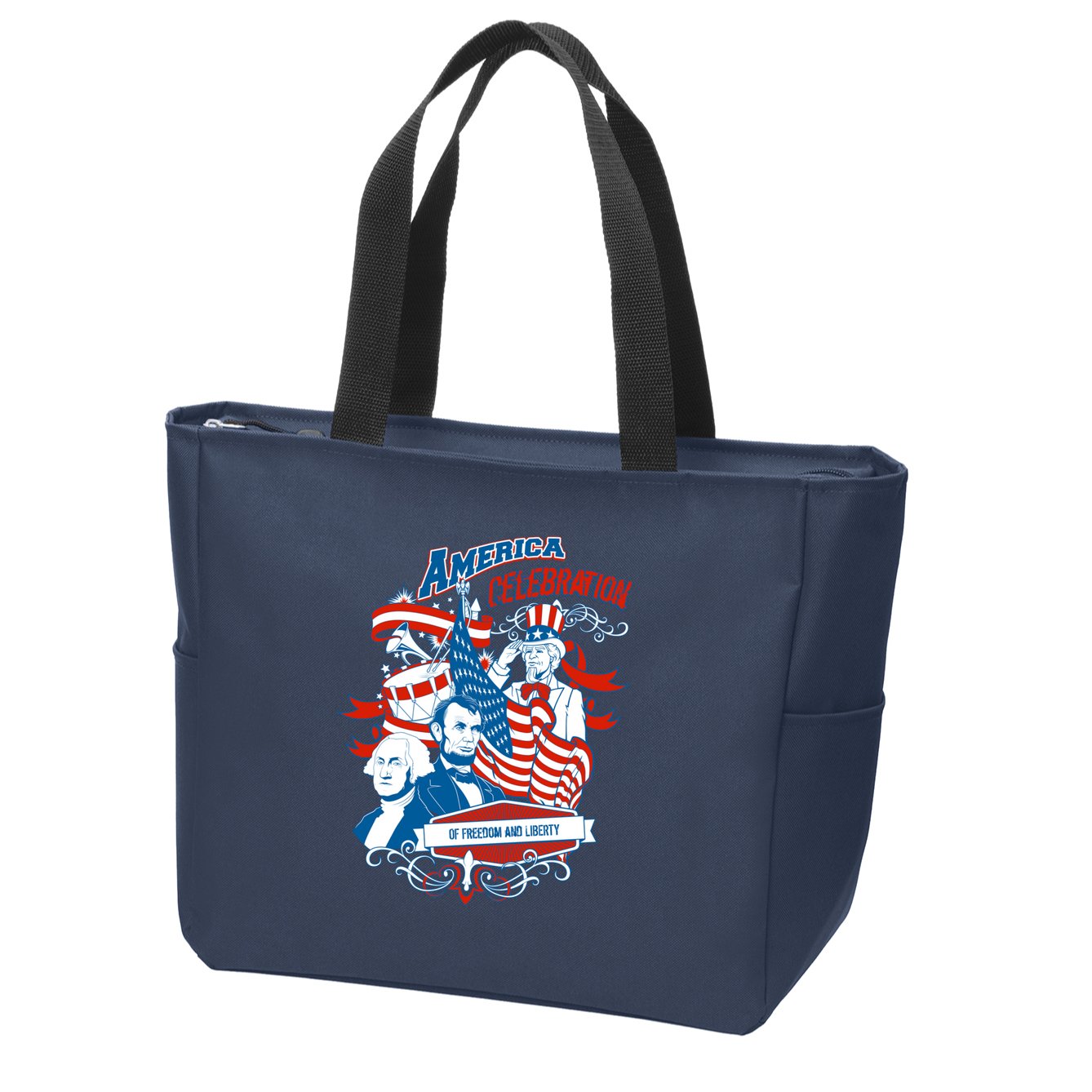 America Celebration Freedom Liberty Lincoln Washington Zip Tote Bag