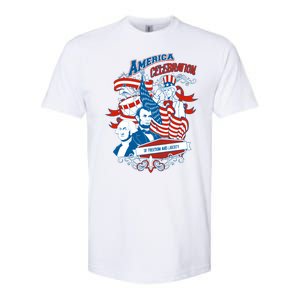 America Celebration Freedom Liberty Lincoln Washington Softstyle CVC T-Shirt