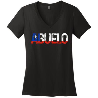 Abuelo Chilean Flag Pride Grandpa Chile Fathers Day Women's V-Neck T-Shirt