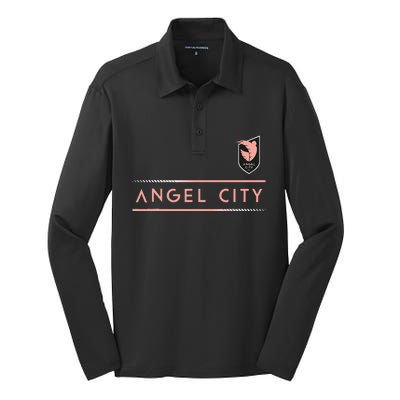 Angel City Fc Soccer Silk Touch Performance Long Sleeve Polo