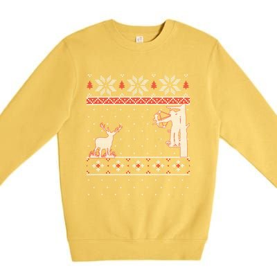 Amazing Cute Funny Duck Hunter Deer Hunting Ugly Christmas Gift Premium Crewneck Sweatshirt