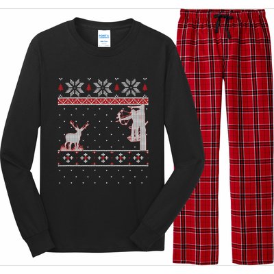 Amazing Cute Funny Duck Hunter Deer Hunting Ugly Christmas Gift Long Sleeve Pajama Set