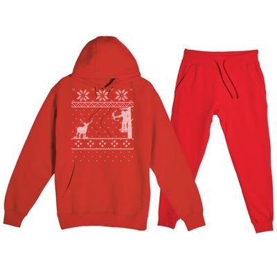 Amazing Cute Funny Duck Hunter Deer Hunting Ugly Christmas Gift Premium Hooded Sweatsuit Set