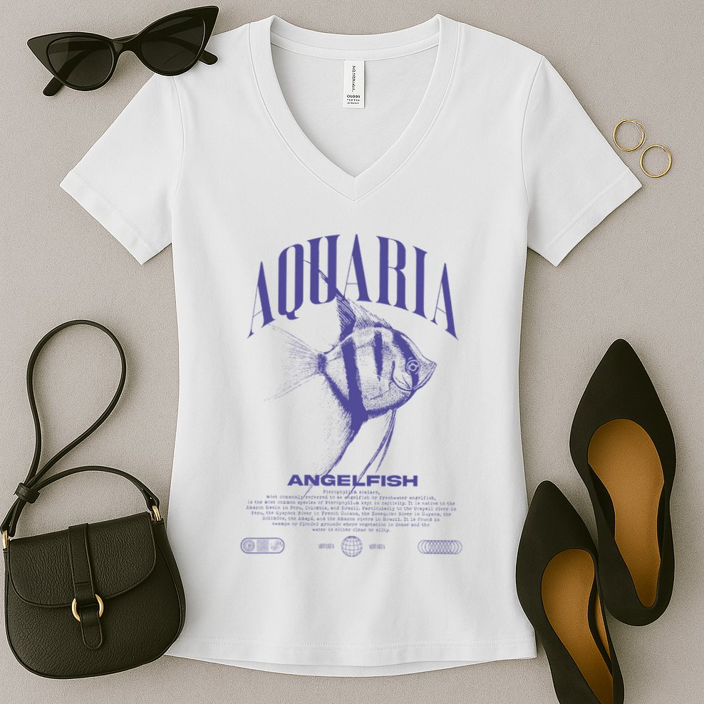 Angelfish Cichlid Fish Keeper Modern Streetwear Women's V-Neck T-Shirt