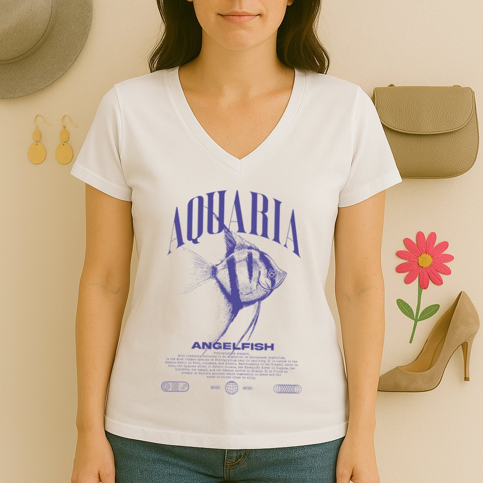 Angelfish Cichlid Fish Keeper Modern Streetwear Women's V-Neck T-Shirt