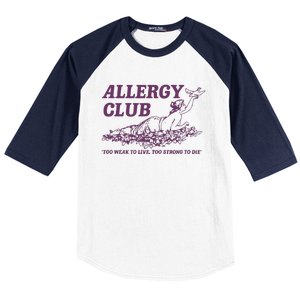 Allergy Club Funny Aesthetic Cartoon Baseball Sleeve Shirt