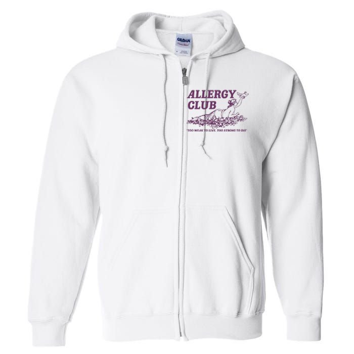 Allergy Club Funny Aesthetic Cartoon Full Zip Hoodie