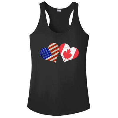 American & Canadian Flags Heart Shaped Vintage Us Eh Ladies PosiCharge Competitor Racerback Tank