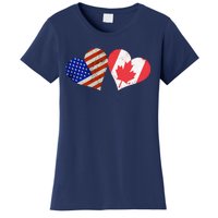 American & Canadian Flags Heart Shaped Vintage Us Eh Women's T-Shirt