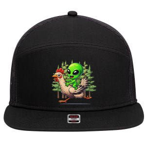 Alien Chicken Funny Rooster Animal Lovers 7 Panel Mesh Trucker Snapback Hat