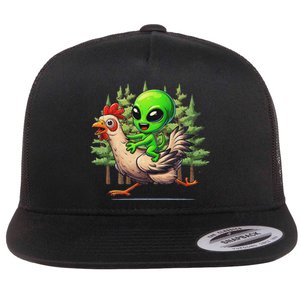 Alien Chicken Funny Rooster Animal Lovers Flat Bill Trucker Hat