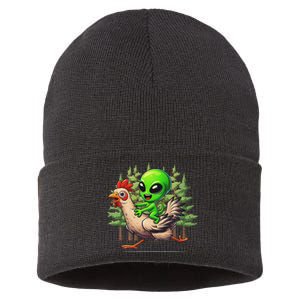 Alien Chicken Funny Rooster Animal Lovers Sustainable Knit Beanie