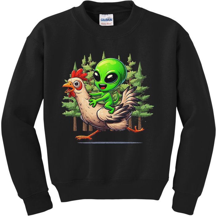 Alien Chicken Funny Rooster Animal Lovers Kids Sweatshirt