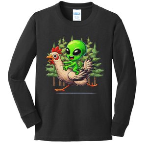 Alien Chicken Funny Rooster Animal Lovers Kids Long Sleeve Shirt