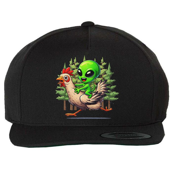 Alien Chicken Funny Rooster Animal Lovers Wool Snapback Cap