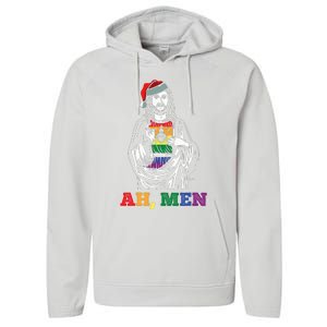 Ah  Christmas Funny LGBTQ Pride XMas Jesus Gay Christian Performance Fleece Hoodie