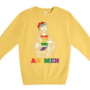 Ah  Christmas Funny LGBTQ Pride XMas Jesus Gay Christian Premium Crewneck Sweatshirt