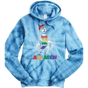 Ah  Christmas Funny LGBTQ Pride XMas Jesus Gay Christian Tie Dye Hoodie