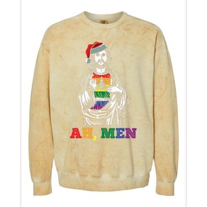 Ah  Christmas Funny LGBTQ Pride XMas Jesus Gay Christian Colorblast Crewneck Sweatshirt