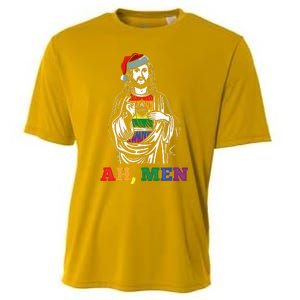 Ah  Christmas Funny LGBTQ Pride XMas Jesus Gay Christian Cooling Performance Crew T-Shirt