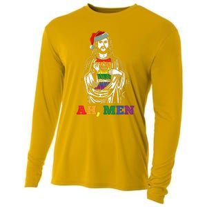 Ah  Christmas Funny LGBTQ Pride XMas Jesus Gay Christian Cooling Performance Long Sleeve Crew