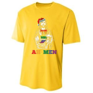 Ah  Christmas Funny LGBTQ Pride XMas Jesus Gay Christian Performance Sprint T-Shirt