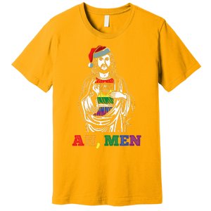 Ah  Christmas Funny LGBTQ Pride XMas Jesus Gay Christian Premium T-Shirt