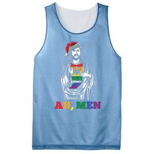 Ah  Christmas Funny LGBTQ Pride XMas Jesus Gay Christian Mesh Reversible Basketball Jersey Tank