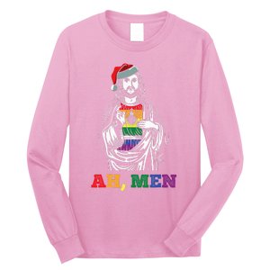 Ah  Christmas Funny LGBTQ Pride XMas Jesus Gay Christian Long Sleeve Shirt