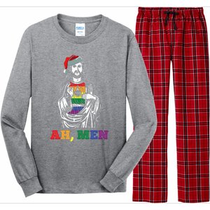 Ah  Christmas Funny LGBTQ Pride XMas Jesus Gay Christian Long Sleeve Pajama Set