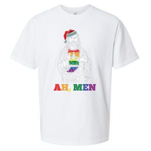 Ah  Christmas Funny LGBTQ Pride XMas Jesus Gay Christian Sueded Cloud Jersey T-Shirt