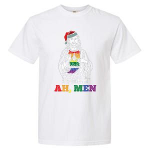 Ah  Christmas Funny LGBTQ Pride XMas Jesus Gay Christian Garment-Dyed Heavyweight T-Shirt