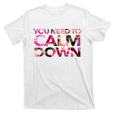 Aoty Classic Fit Crew Neck Calm Down Adult White T-Shirt