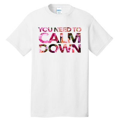 Aoty Classic Fit Crew Neck Calm Down Adult White Tall T-Shirt