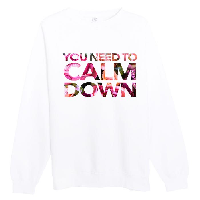 Aoty Classic Fit Crew Neck Calm Down Adult White Premium Crewneck Sweatshirt