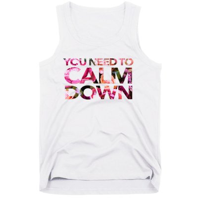 Aoty Classic Fit Crew Neck Calm Down Adult White Tank Top