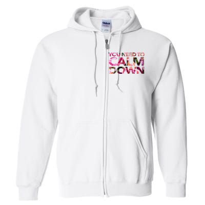 Aoty Classic Fit Crew Neck Calm Down Adult White Full Zip Hoodie