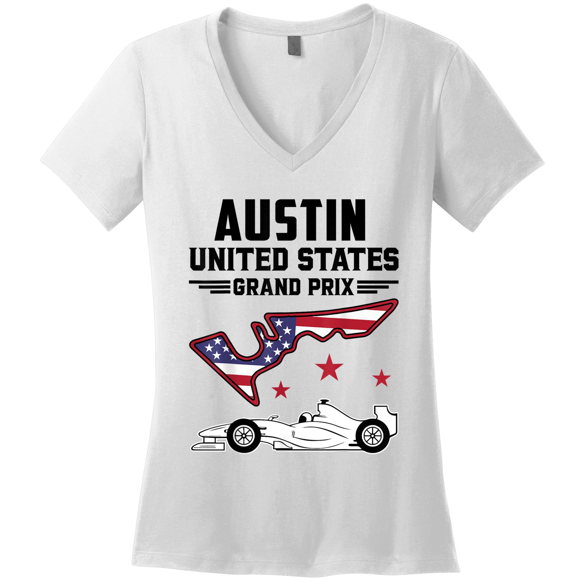 Austin Circuit Formula Racing Car United States Prix Women's V-Neck T-Shirt