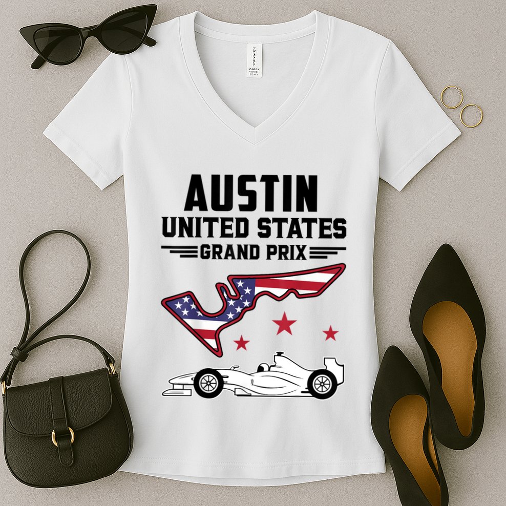 Austin Circuit Formula Racing Car United States Prix Women's V-Neck T-Shirt