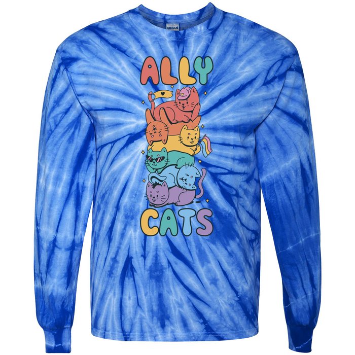 Ally Cat Funny Gift Tie-Dye Long Sleeve Shirt