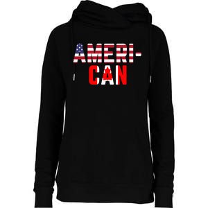 American Canadian Flag America Canada Patriotic Womens Funnel Neck Pullover Hood