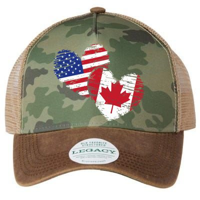 American Canadian Flag Heart Valentines Day Gift Canada Legacy Tie Dye Trucker Hat