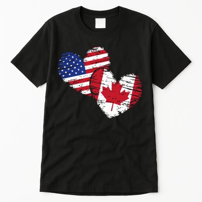 American Canadian Flag Heart Valentines Day Gift Canada Tall T-Shirt