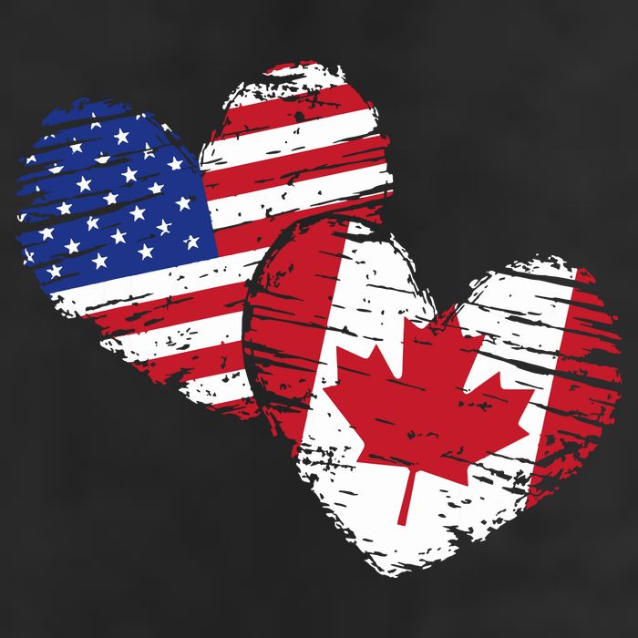 American Canadian Flag Heart Valentines Day Gift Canada Beanie